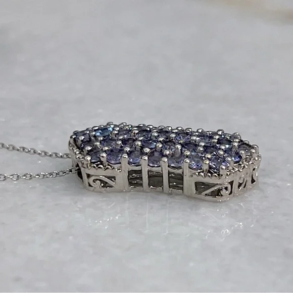 Sterling Silver Tanzanite Pendant 20” Necklace - Picture 5 of 11